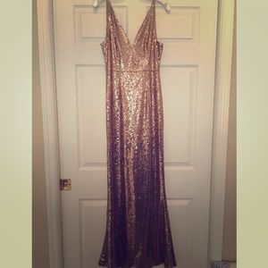 Aakaa Rose Gold Sequin Gown